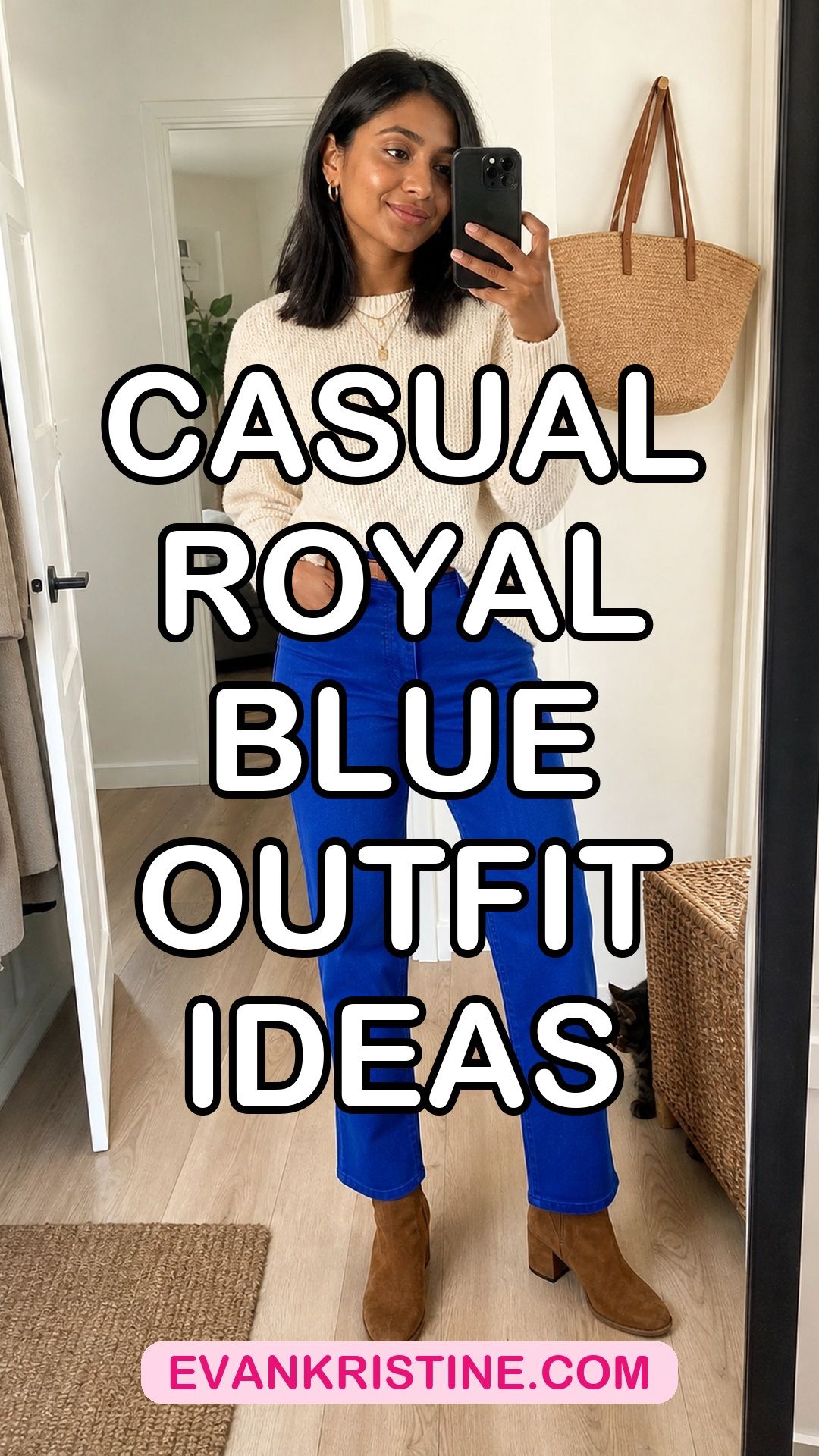 Casual royal blue outfit ideas that stand out Pinterest pin