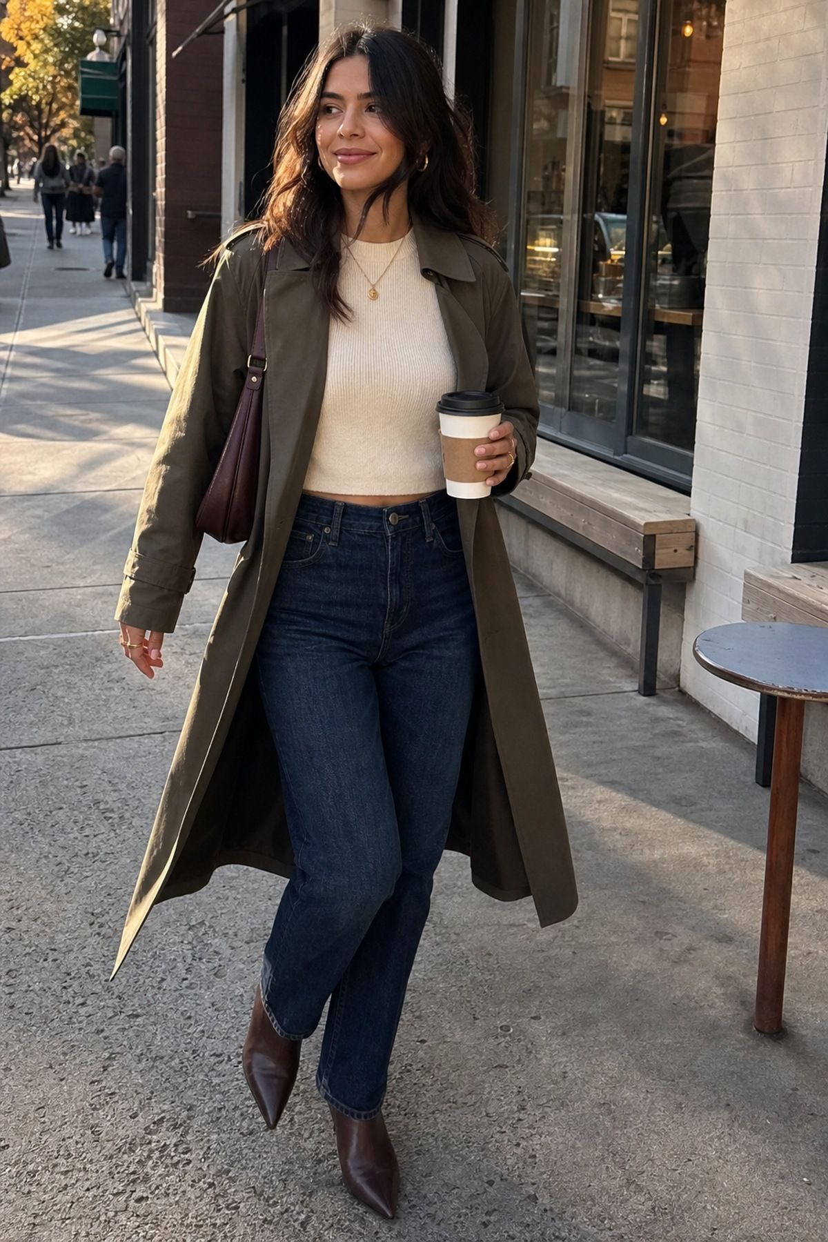 Straight Jeans With Ankle Boots fall boots outfit idea.