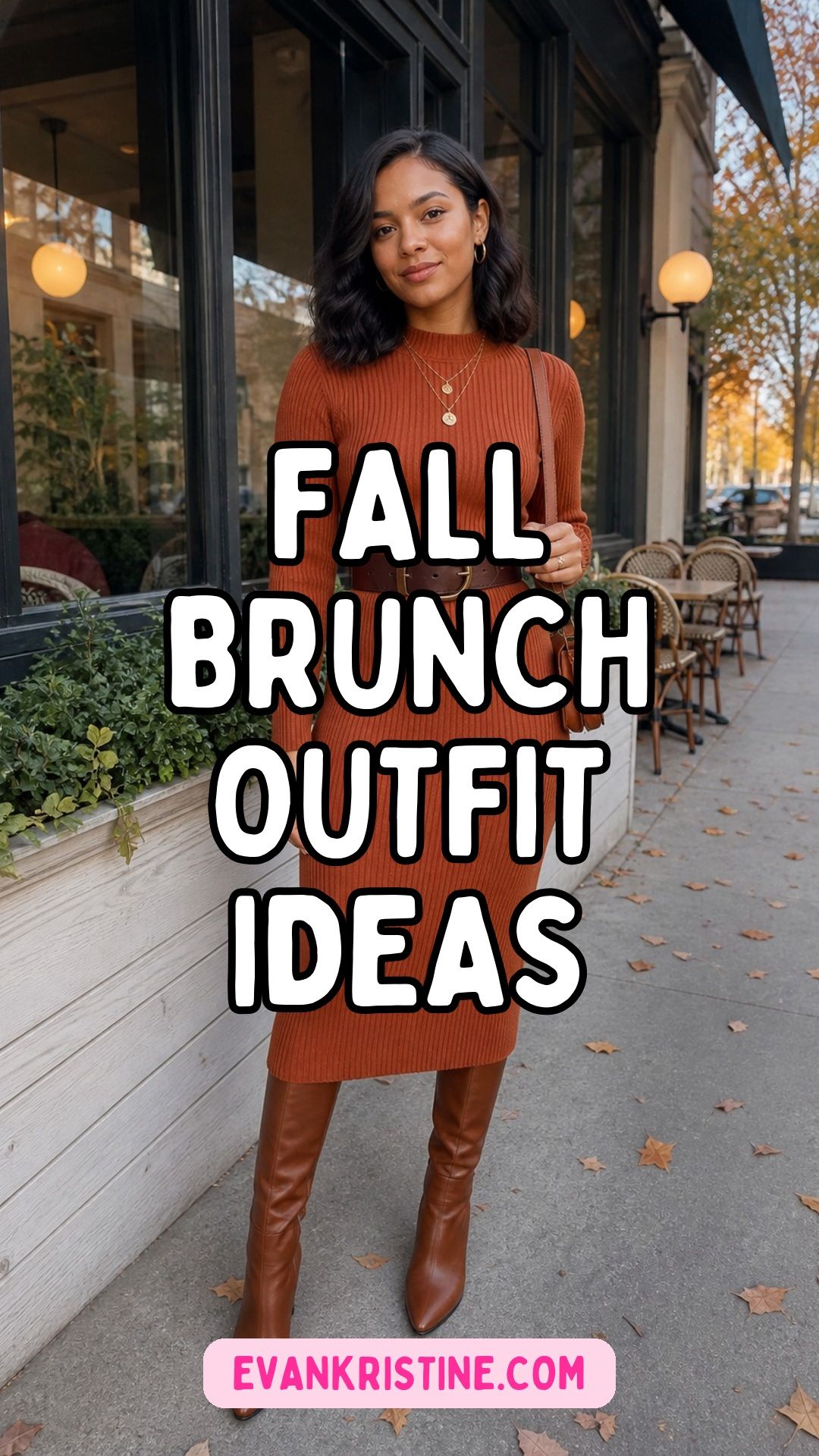 Fall brunch outfit ideas Pinterest pin