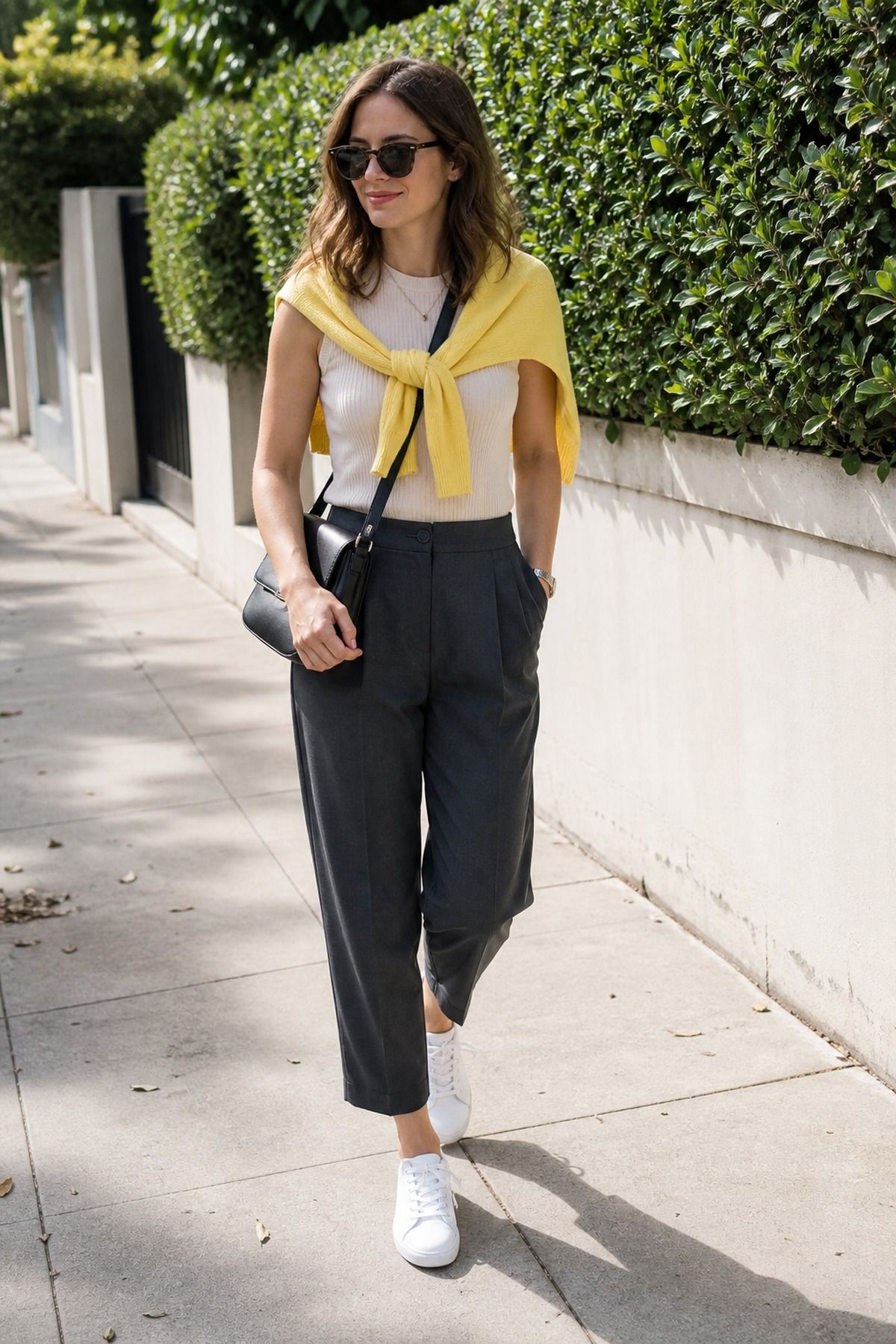 Woman wearing a keep shoes clean and deliberate