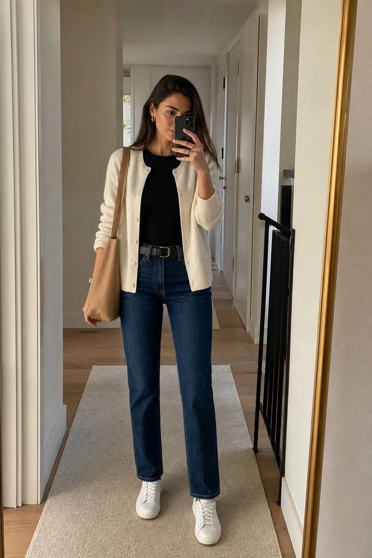Woman wearing an use a simple outfit uniform