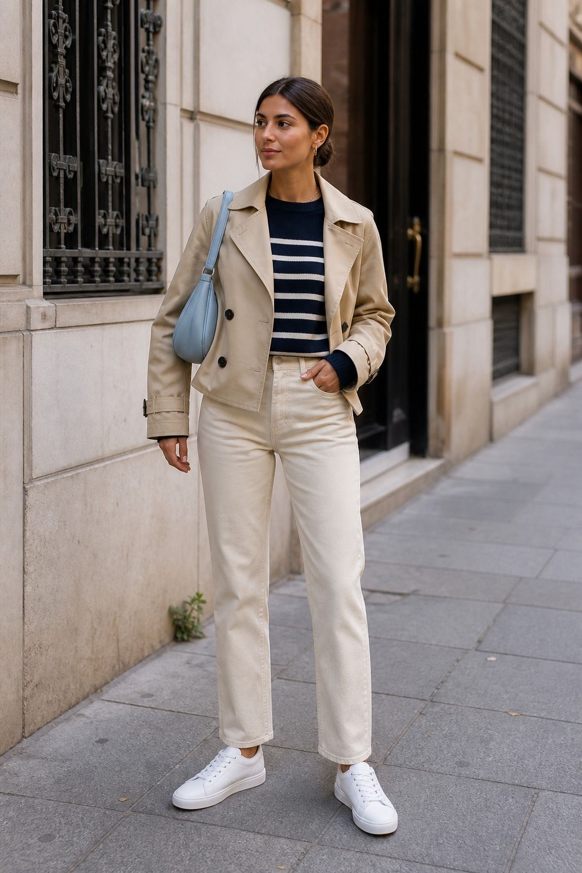 Woman wearing a build around the shoe you need