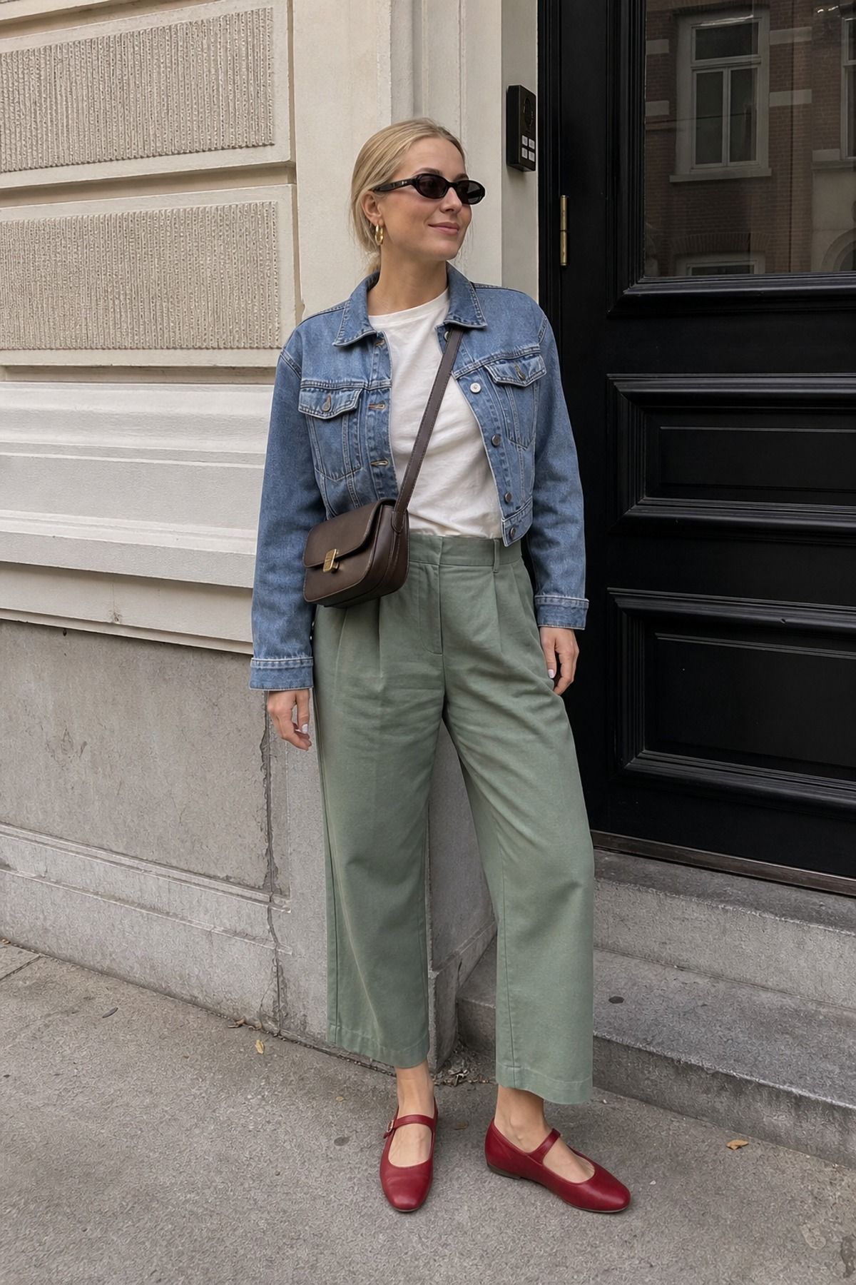 Woman wearing a crossbody bag