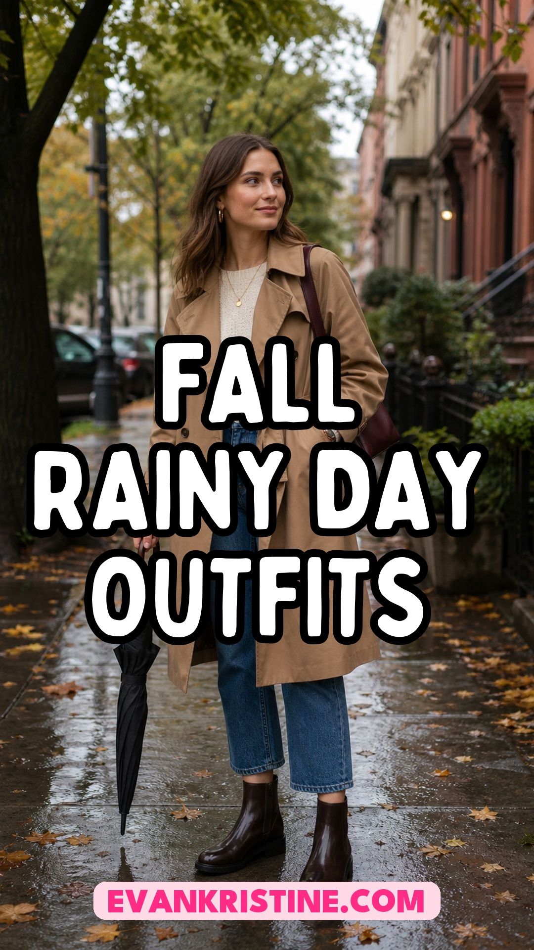 Fall rainy day outfits Pinterest pin