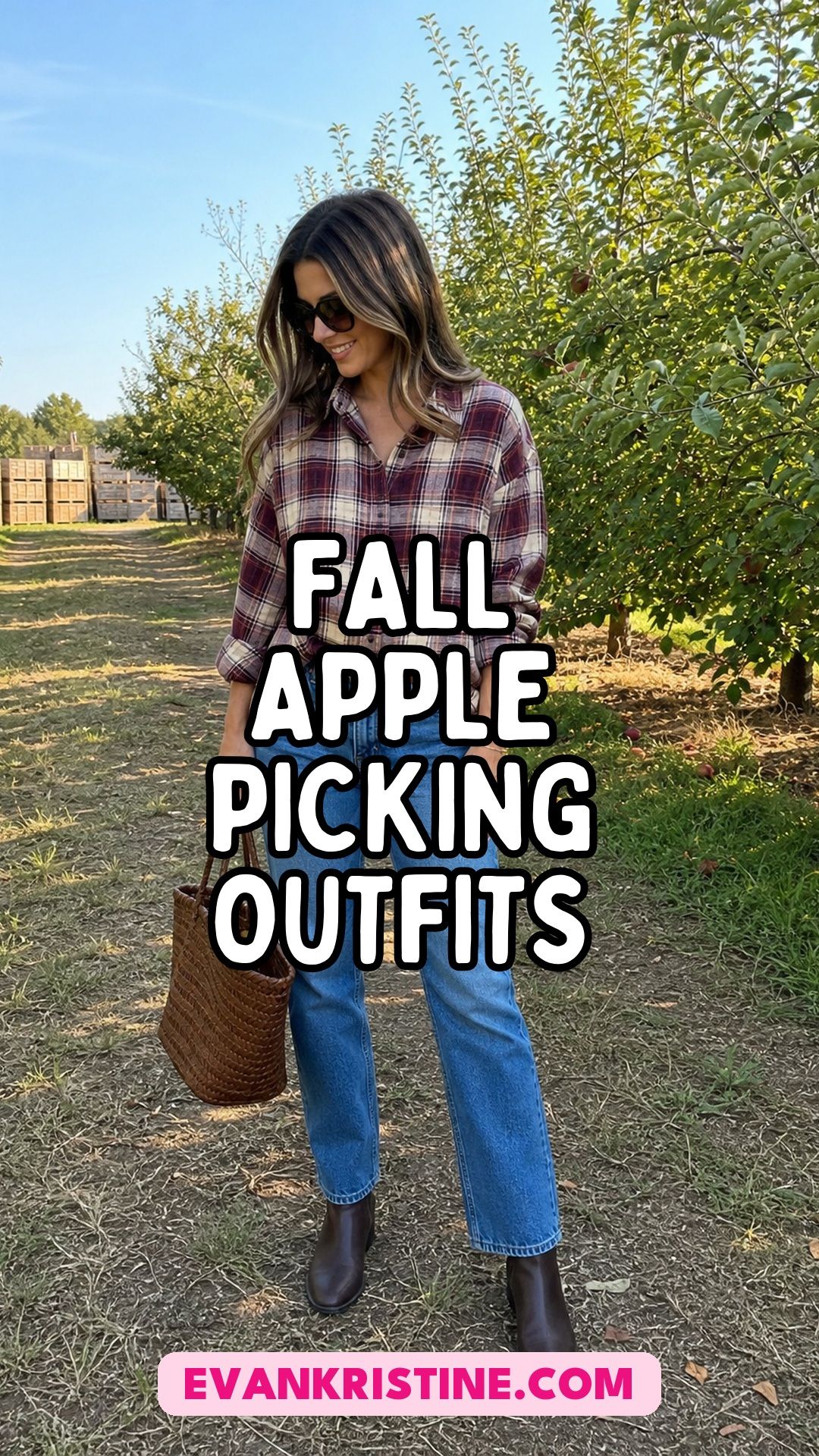 Fall apple picking outfits Pinterest pin