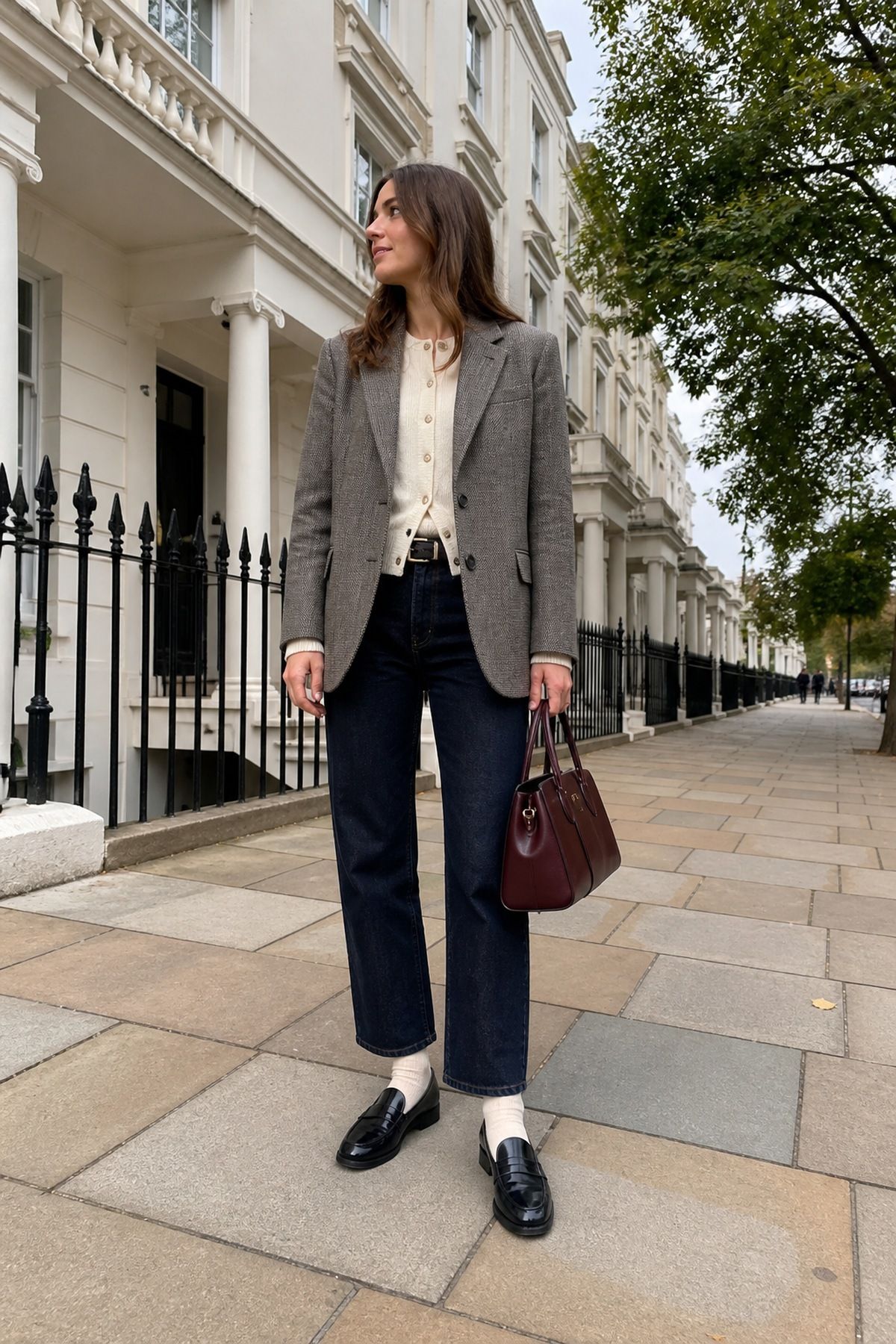 Woman wearing loafers