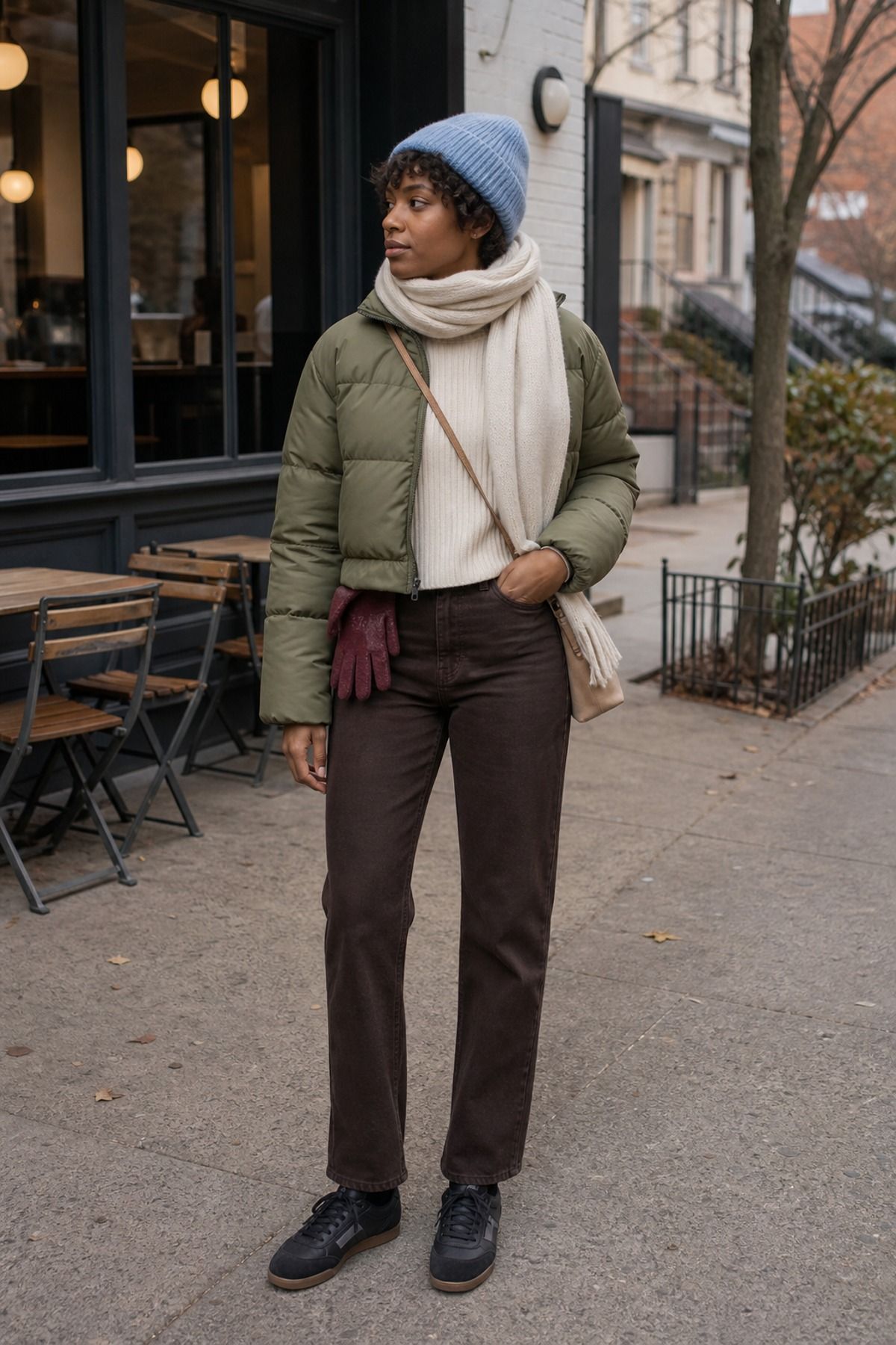 Woman wearing an everyday puffer jacket