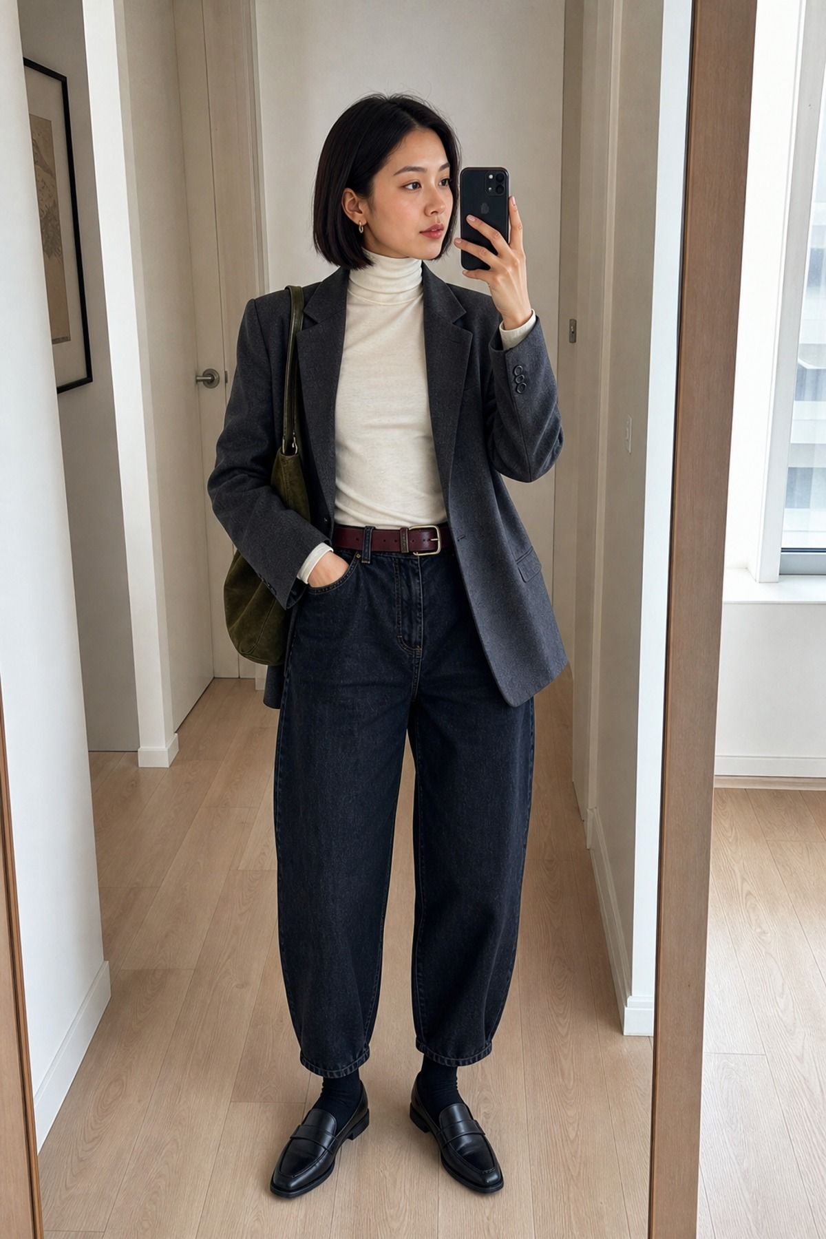 Woman wearing a fine turtleneck layer