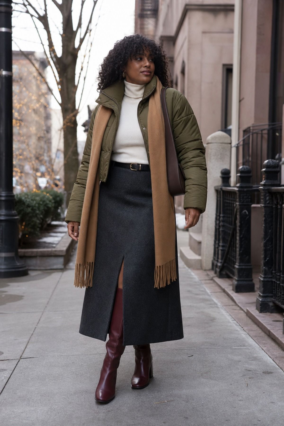 Woman wearing a winter skirt with weight