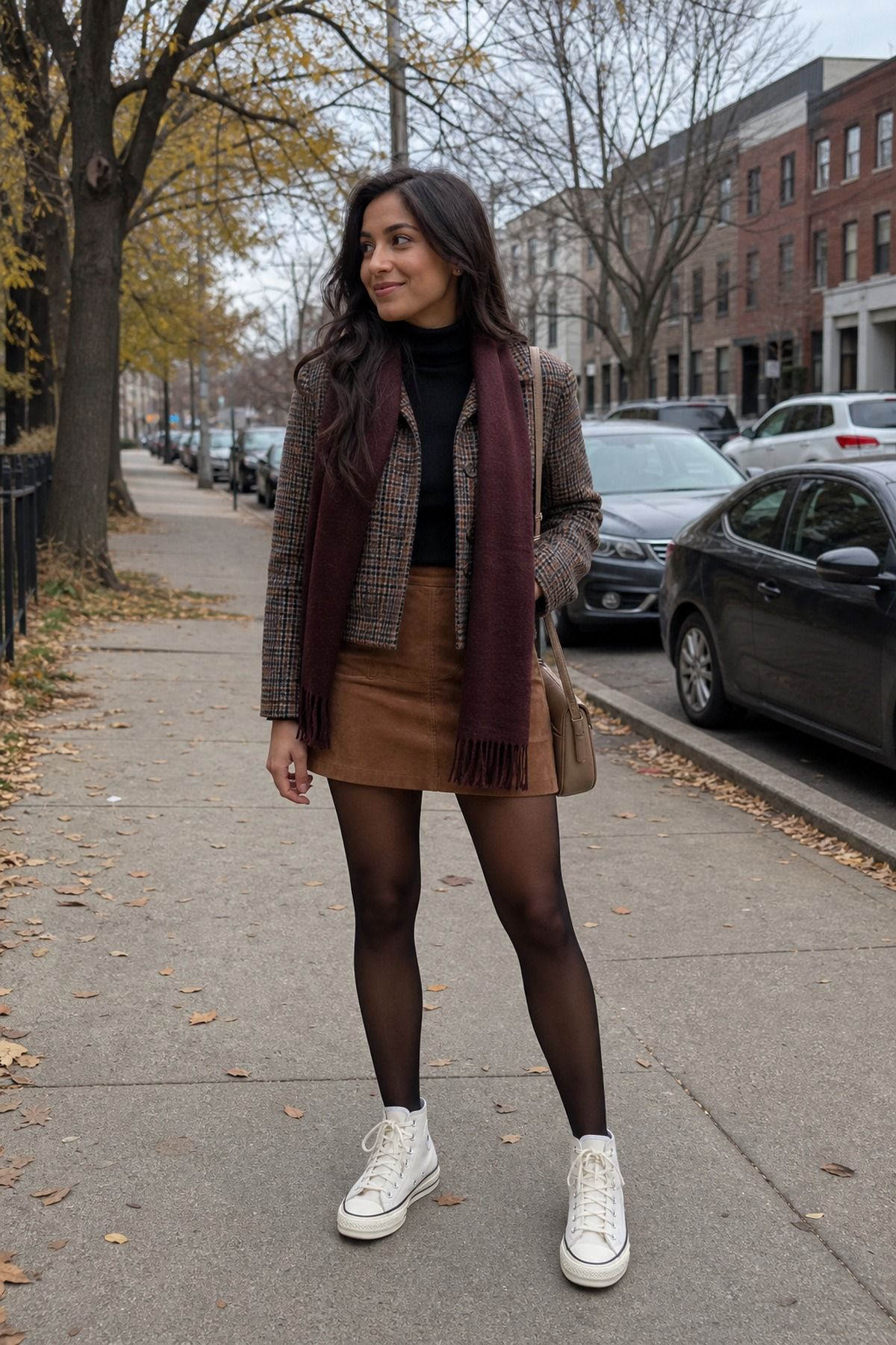 Woman wearing a midi skirt with ankle boots