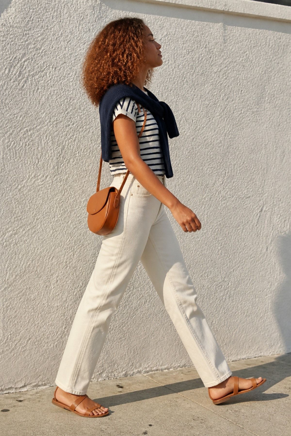 white or ecru jeans outfit basic for women