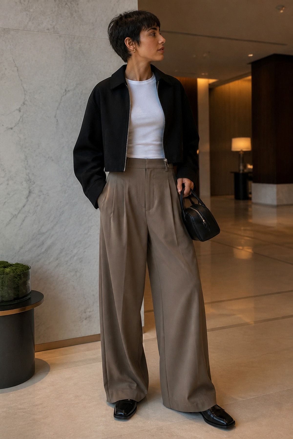 wide-leg trousers outfit basic for women