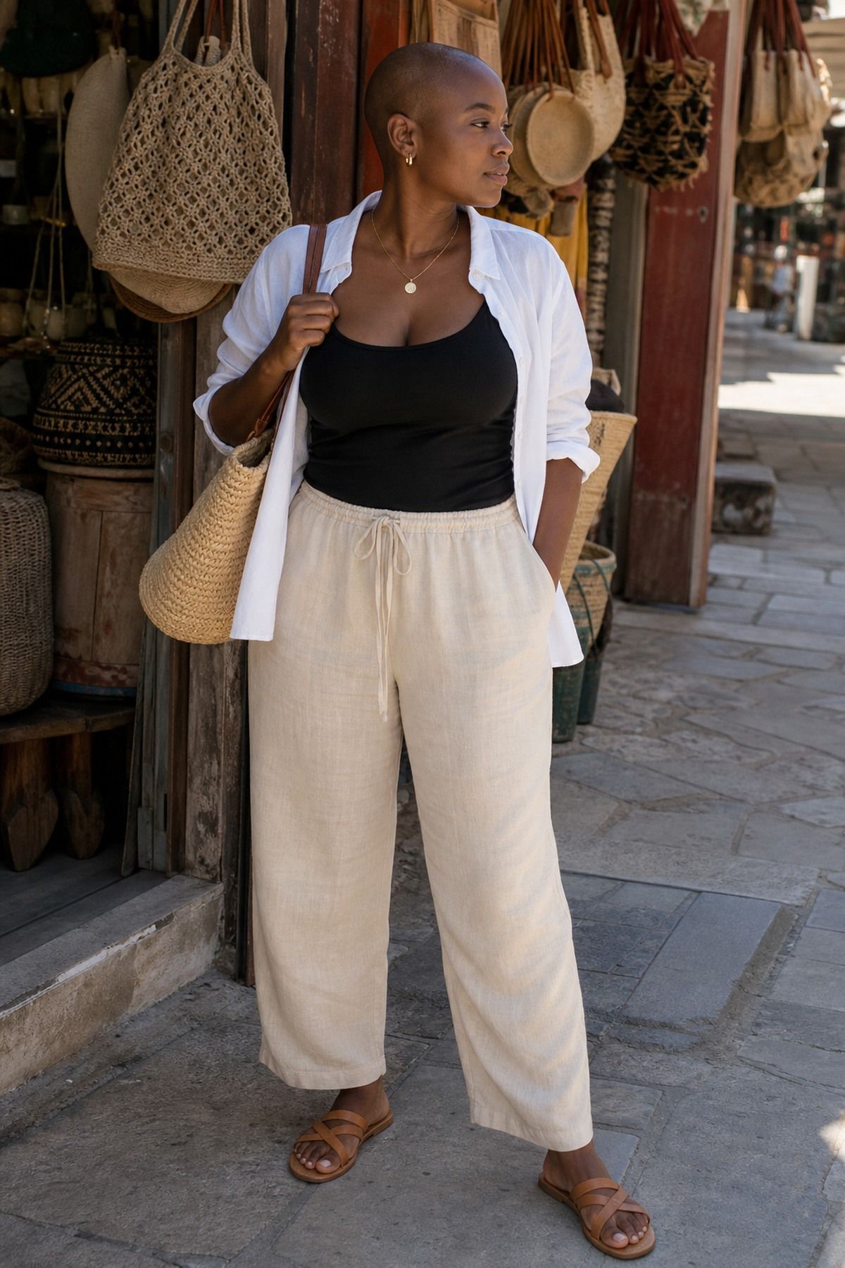 flat sandals outfit basic for women