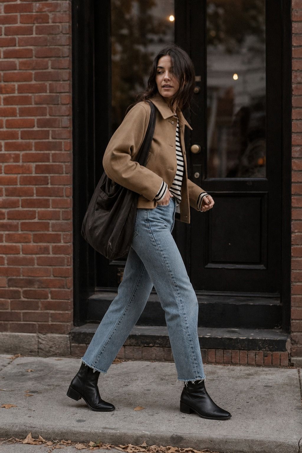 Woman wearing casual ankle boots with an easy casual outfit