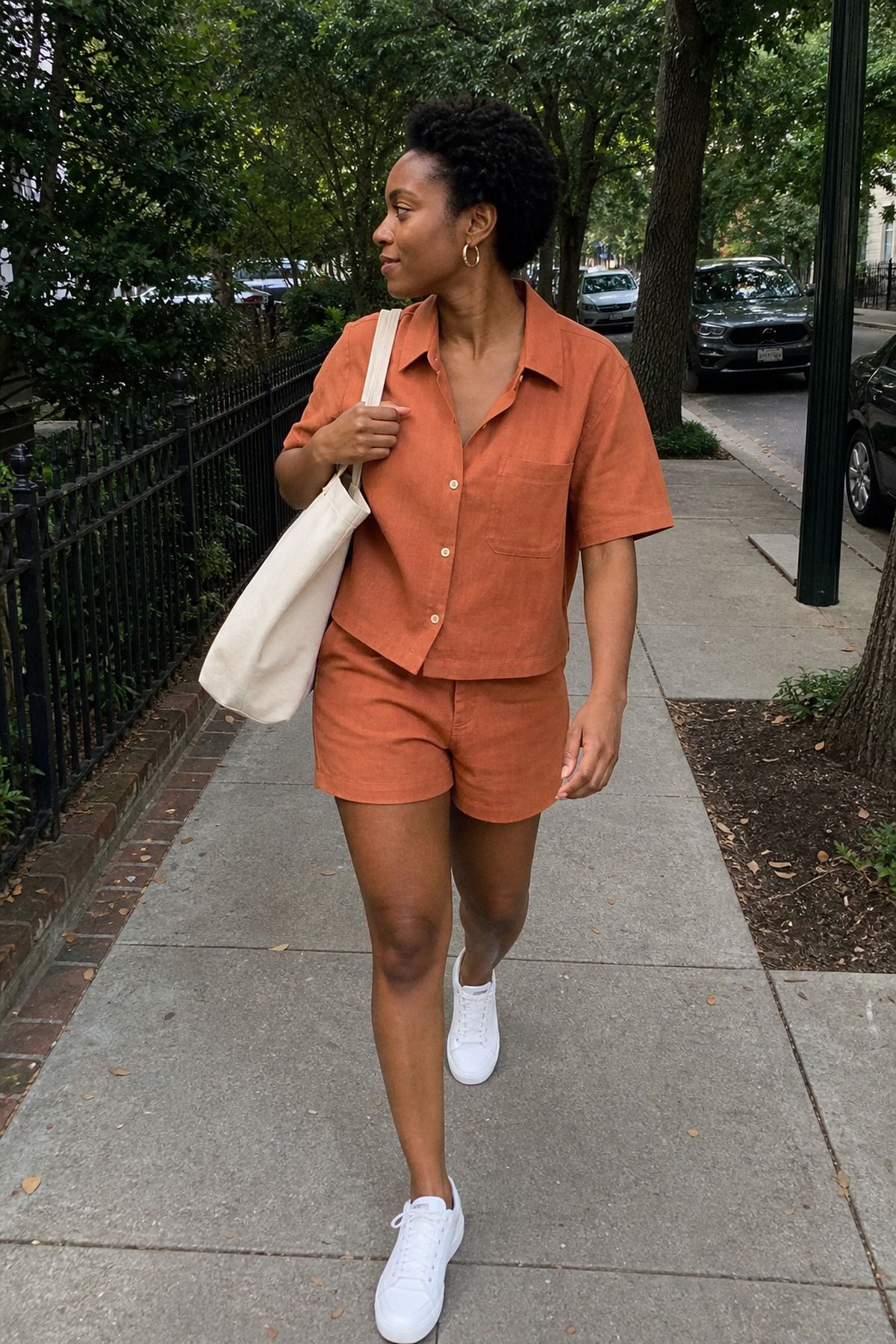 Matching Shorts Set With Sneakers
