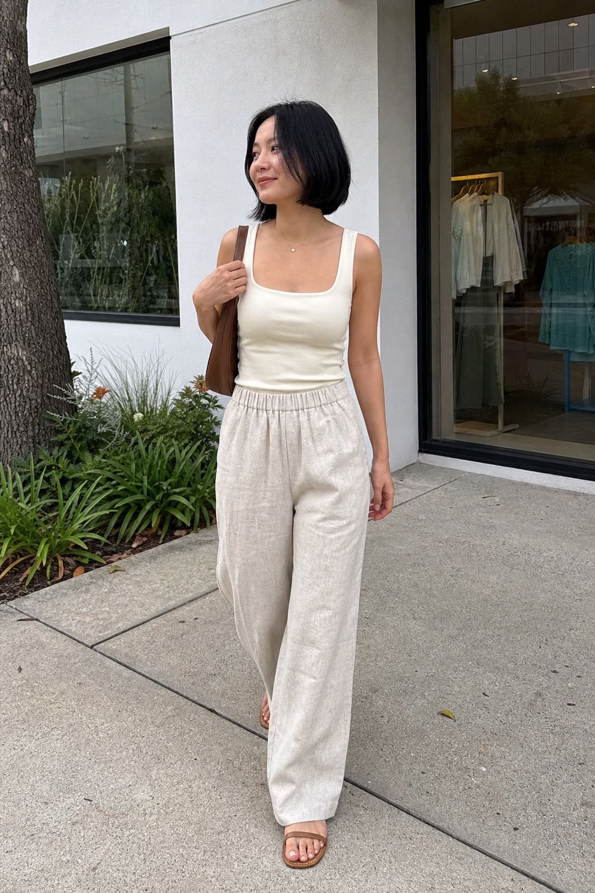 Linen Pull-On Pants With a Square-Neck Tank outfit idea for 20 Best Target Outfit Ideas That Make Affordable Basics Look Chic.