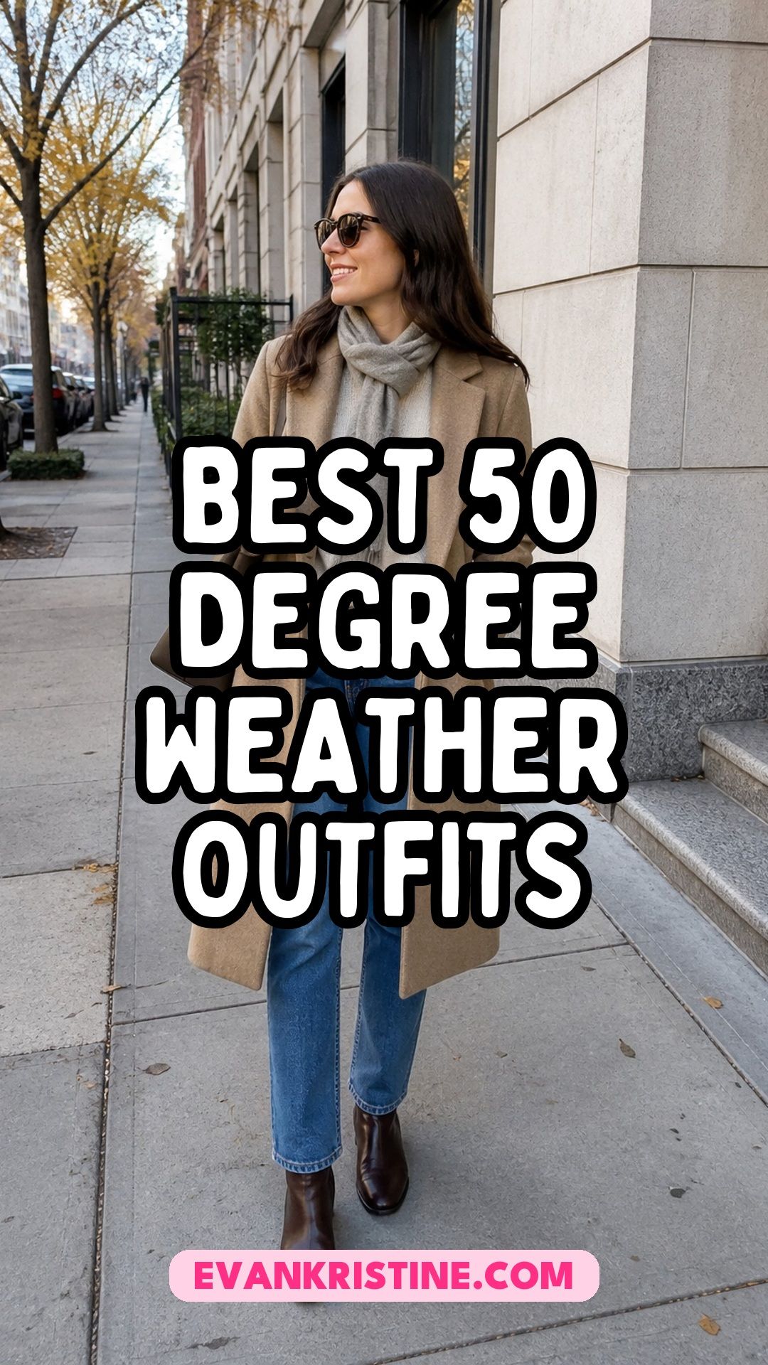 50 degree weather outfits Pinterest pin