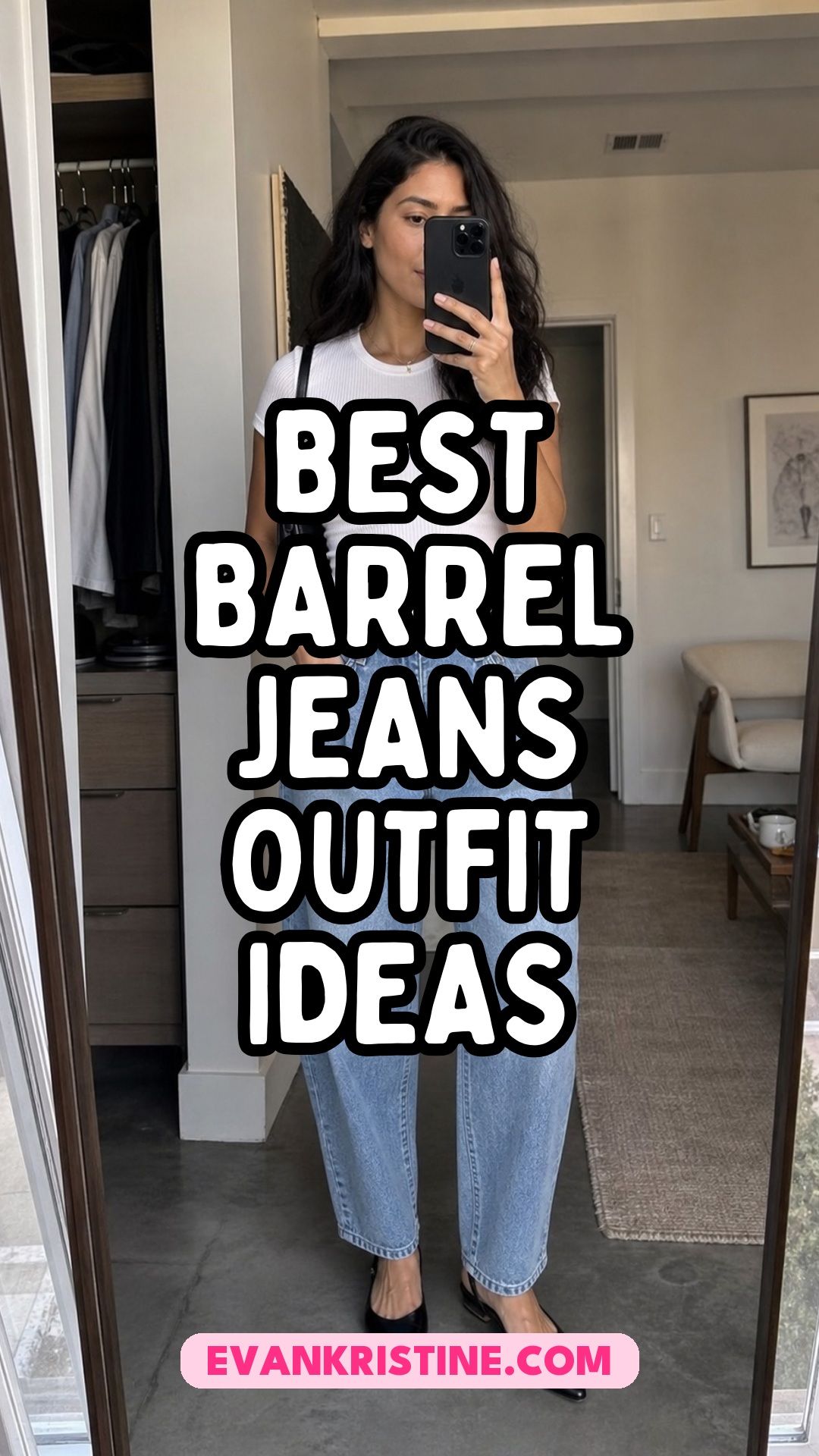 Barrel jeans outfit ideas Pinterest pin