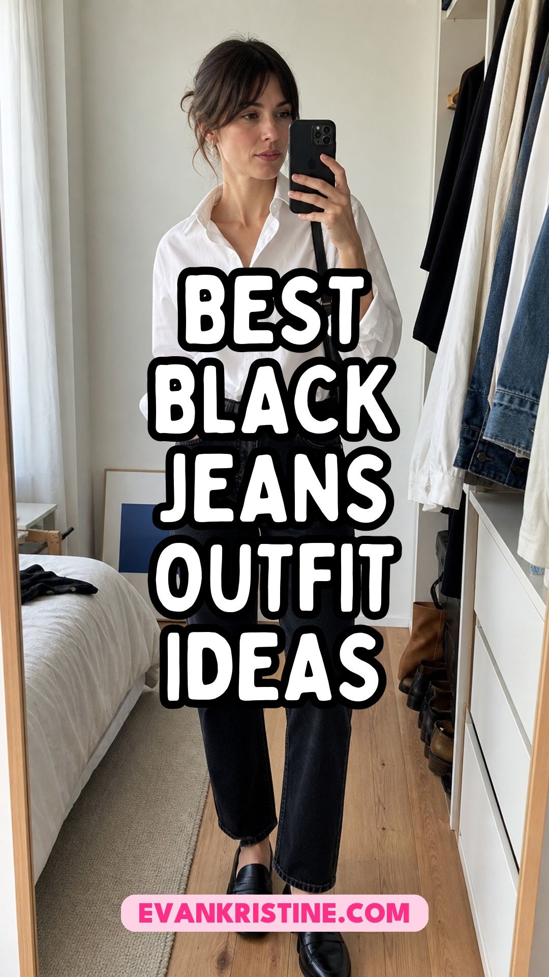 Black jeans outfit ideas Pinterest pin