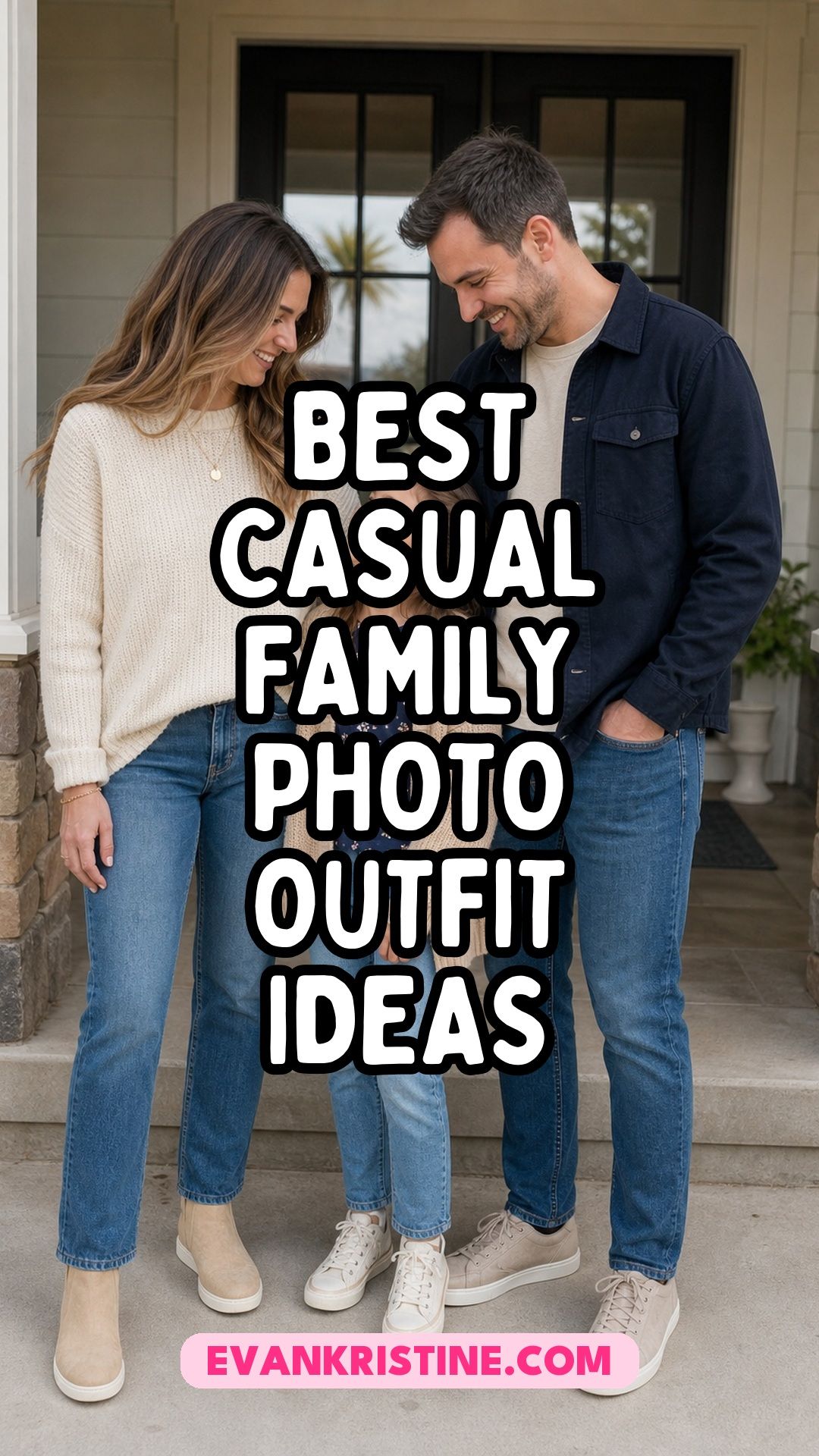 Casual family photo outfit ideas Pinterest pin