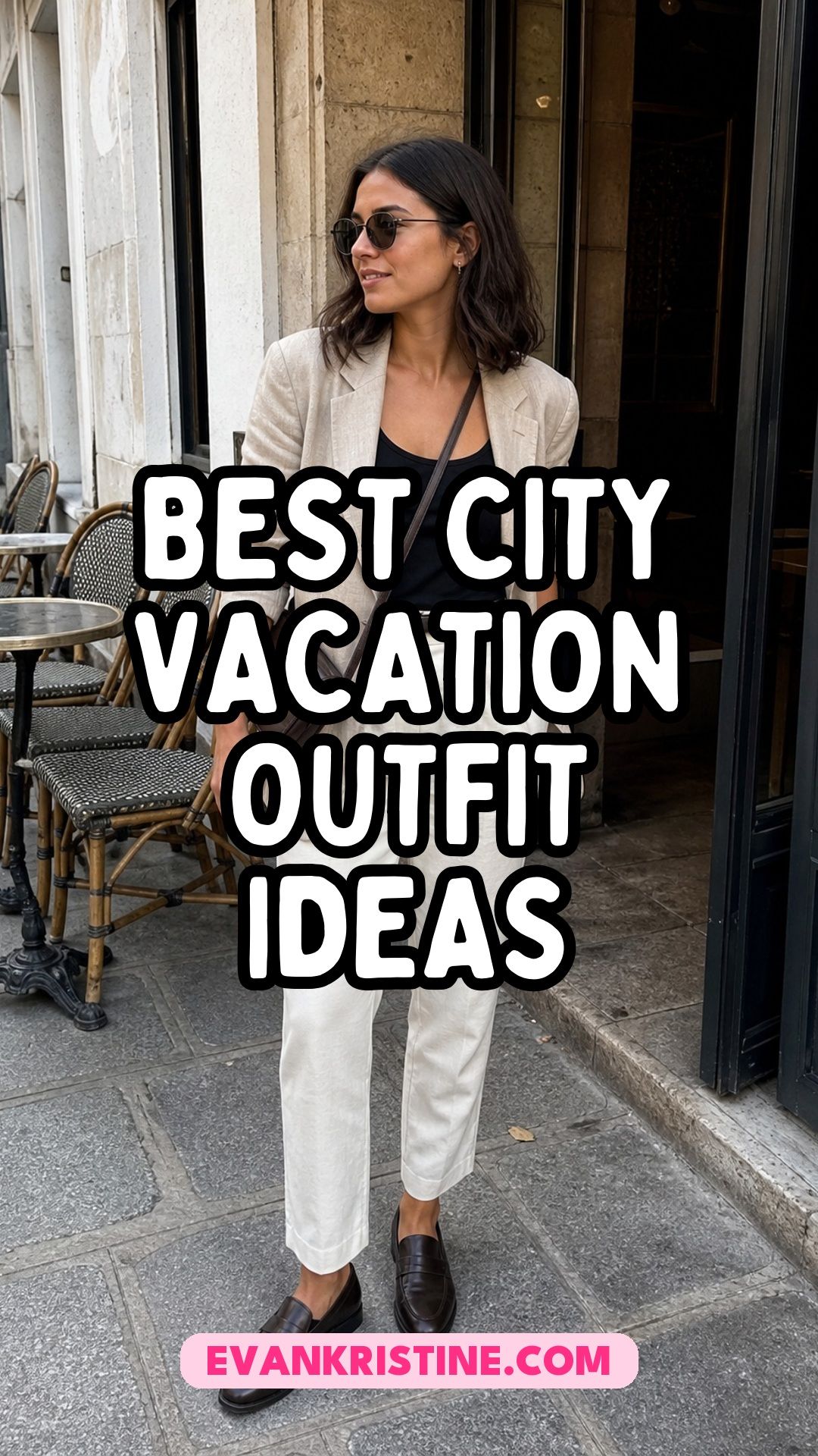 City vacation outfit ideas Pinterest pin