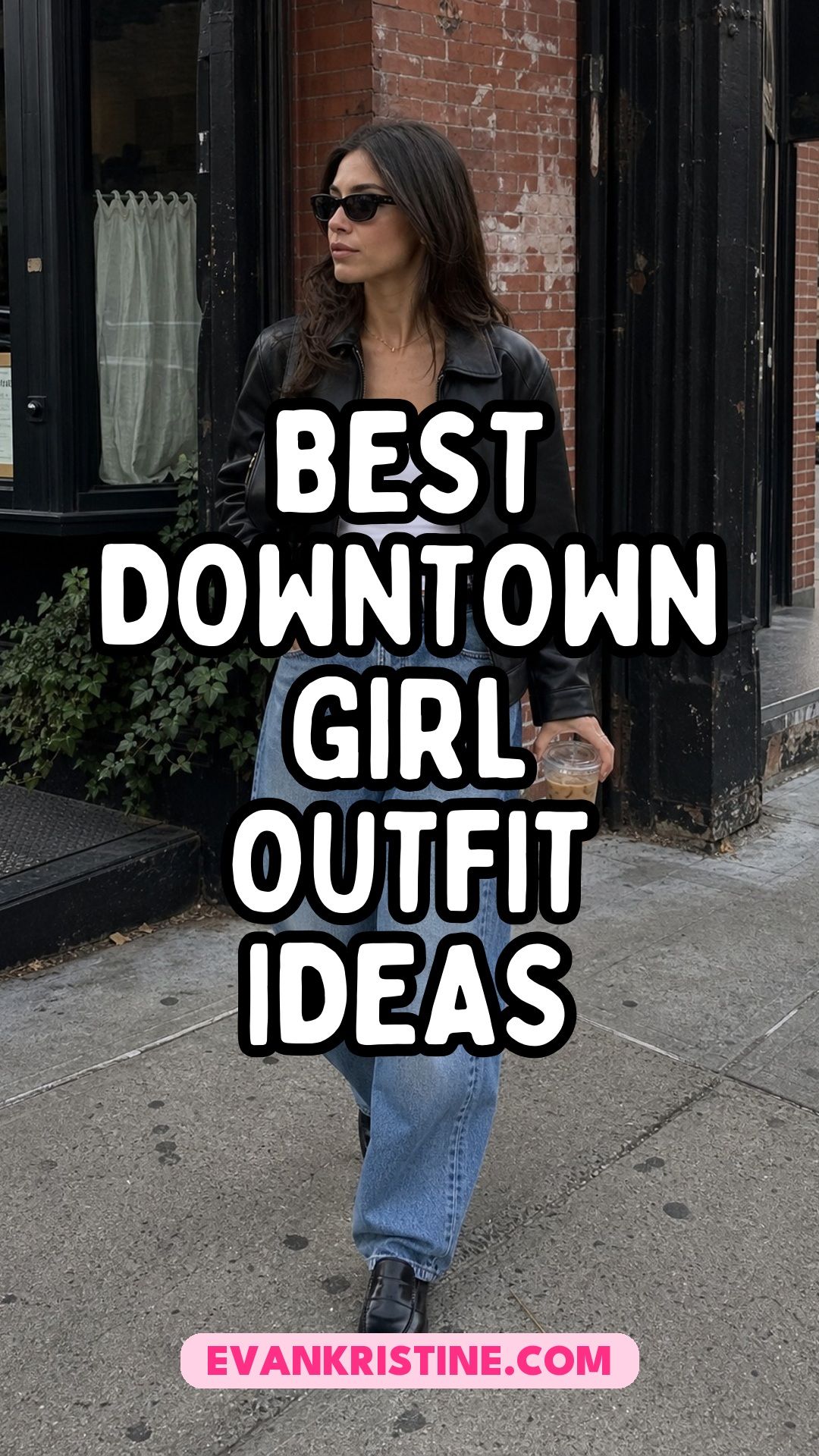 Downtown girl outfit ideas with leather, denim and loafers