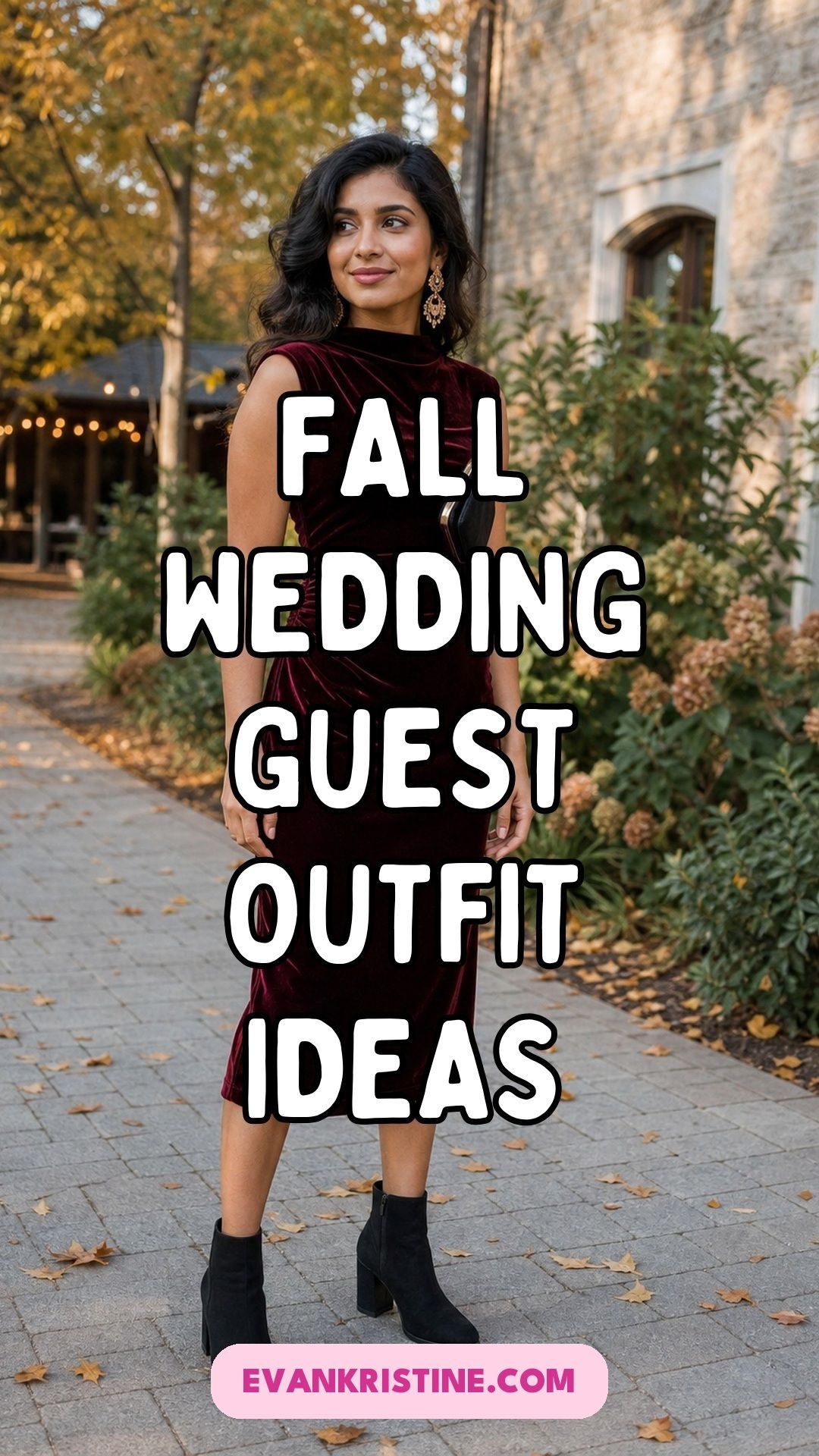 Fall wedding guest outfit Pinterest pin