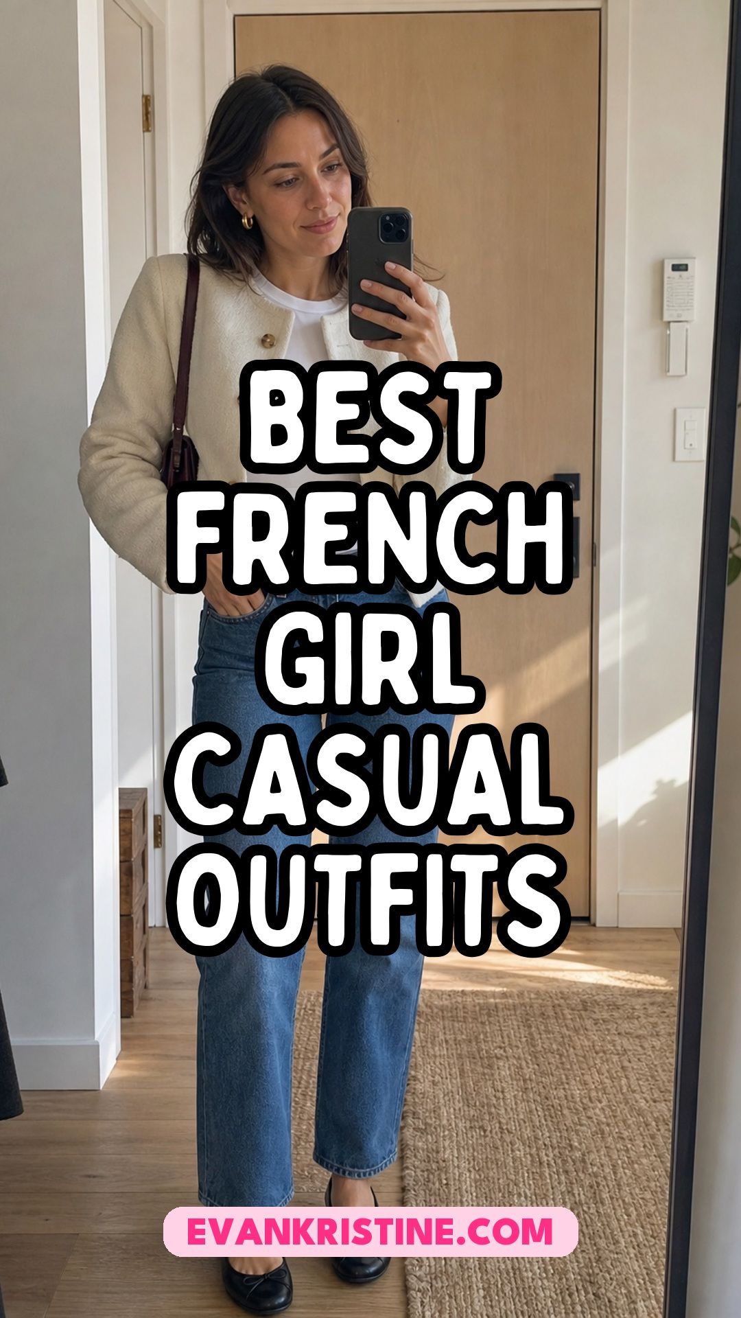 Collage of French girl casual outfits for women