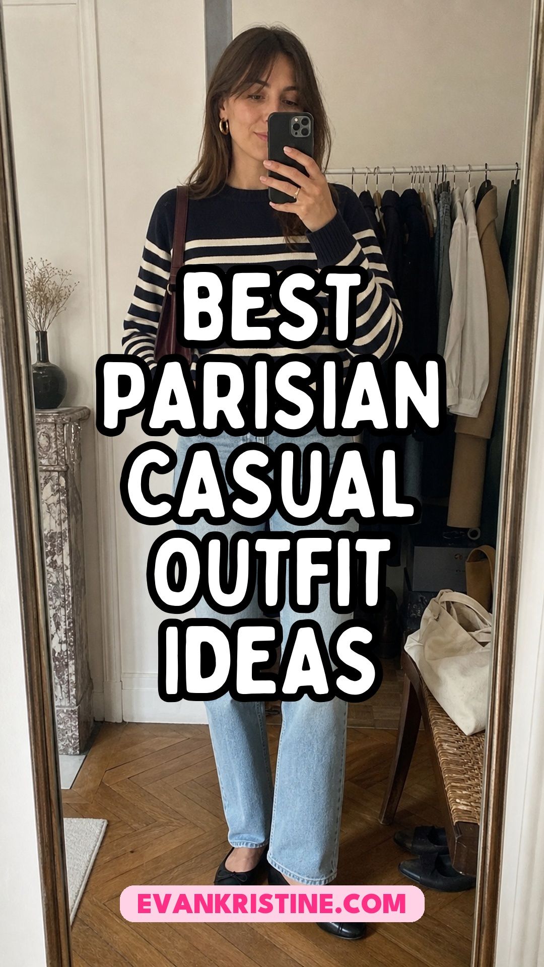 Collage of Parisian casual outfits for women