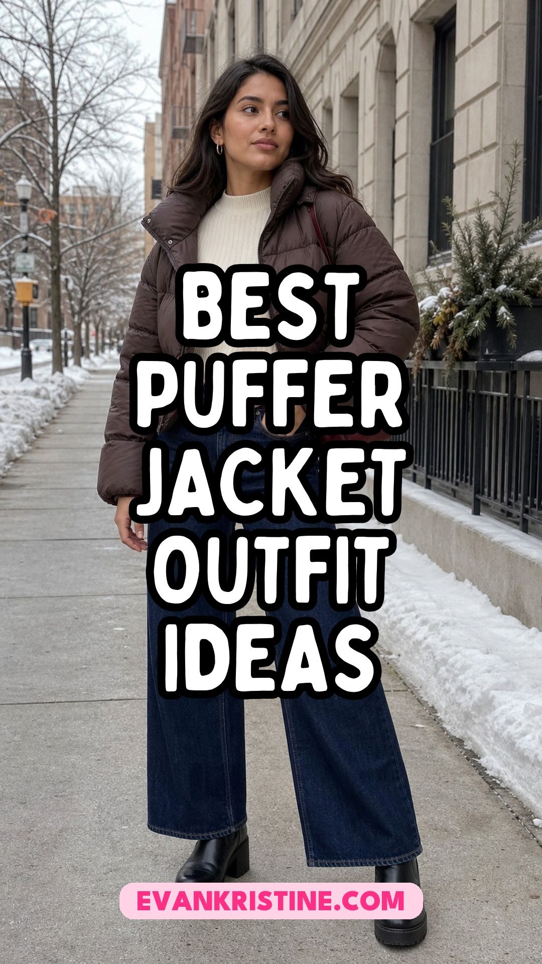 Puffer jacket outfit ideas Pinterest pin