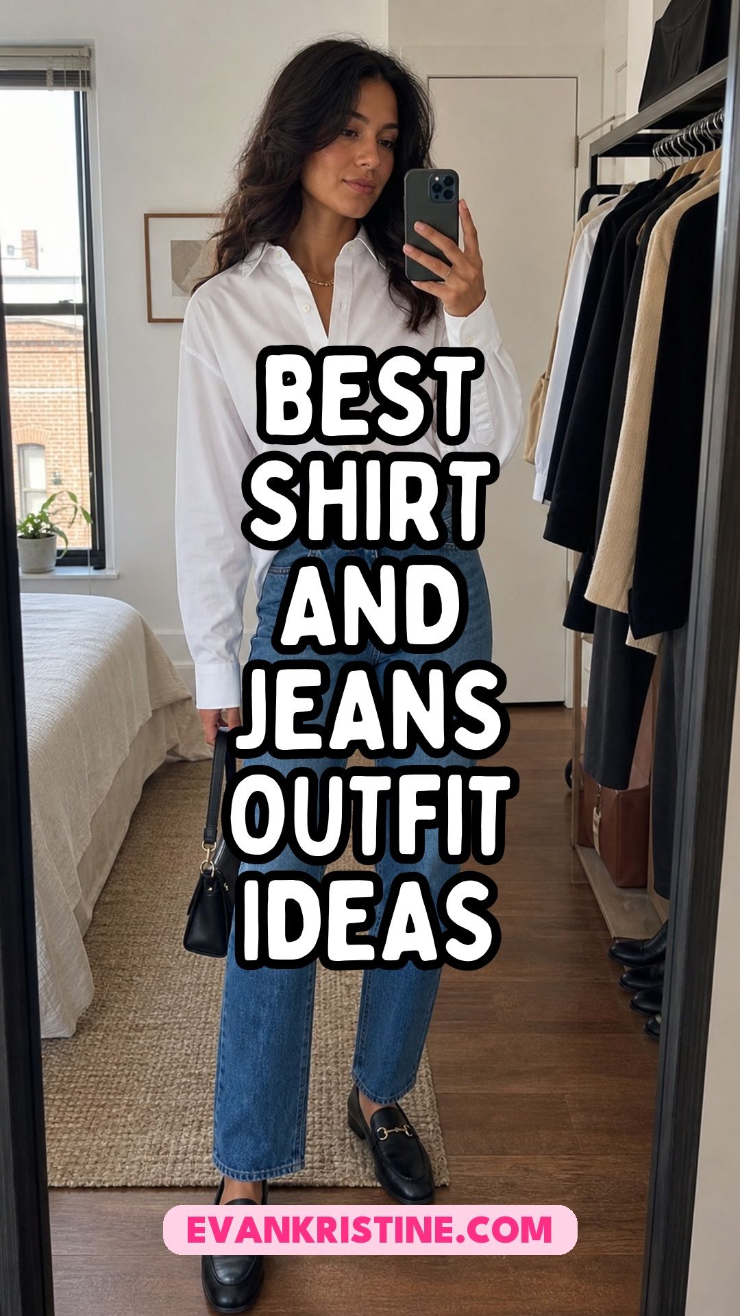 Shirt and jeans outfit ideas Pinterest pin