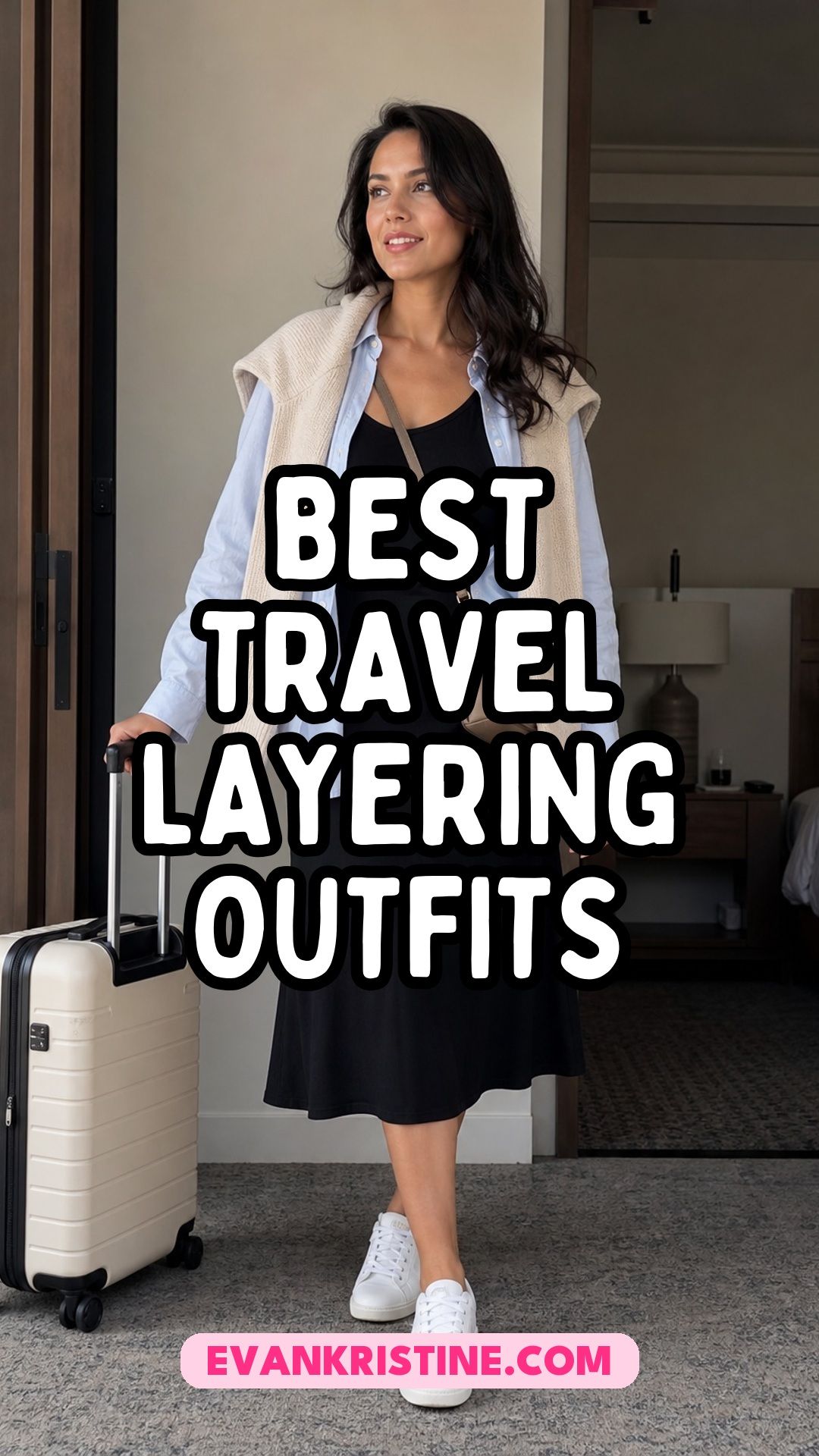 Travel layering outfits Pinterest pin