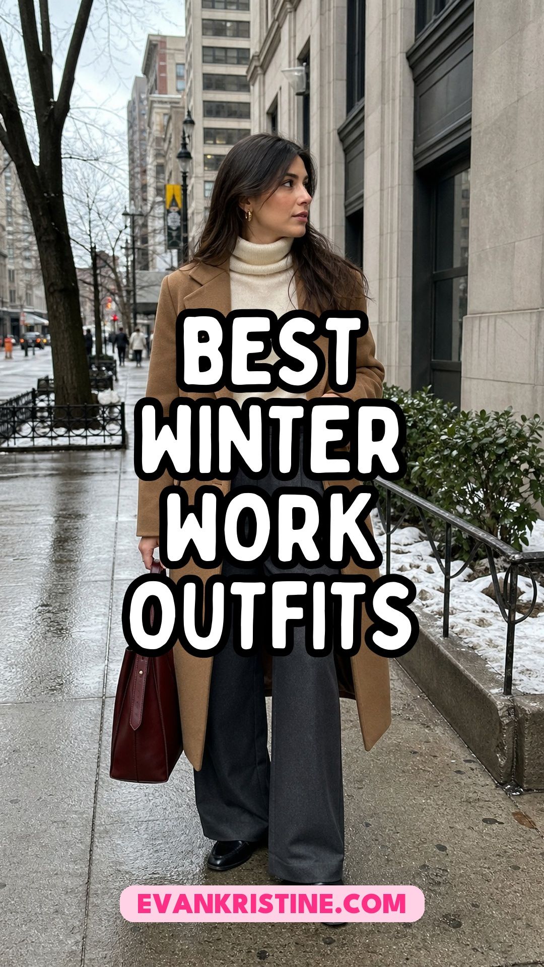Winter work outfits Pinterest pin